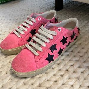 Saint Laurent Paris Court Suede Pink with stars sneakers sz 37.5